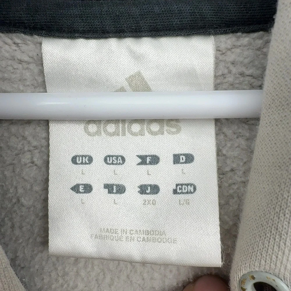 Adidas Hoodie Mens L Cream Cotton Polyester Embroidered Logo Streetwear